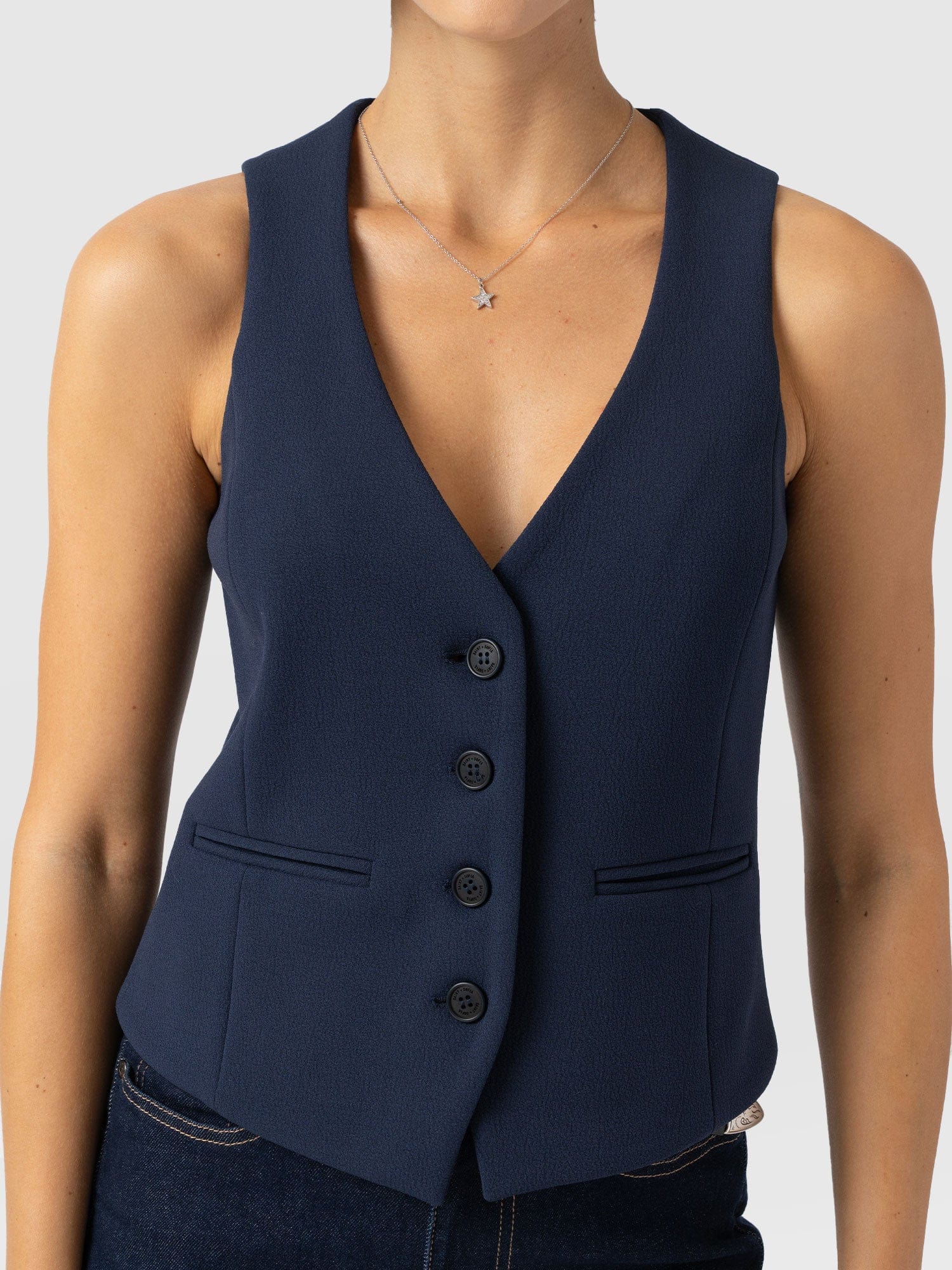 Astrid Waistcoat - Navy - Women's Jackets | Saint + Sofia? EU